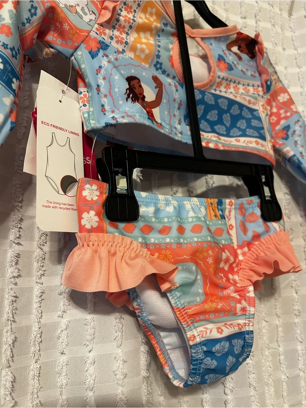 Disney Princess Moana 12M Rash Guard Swimsuit Set 2 Piece Blue Orange UPF 50+
